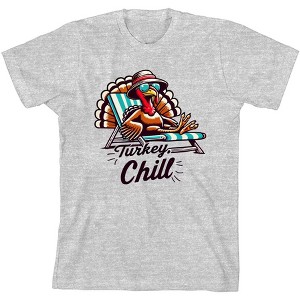 Thanksgiving Turkey Chill Adult Crew Neck Short Sleeve Tee - 1 of 2