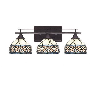 Toltec Lighting Uptowne 3 - Light Vanity in  Dark Granite with 7" Royal Merlot Art Glass Shade - 1 of 1