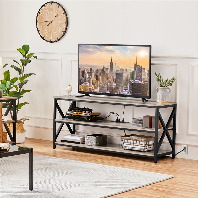 Yaheetech 55 Inch Industrial TV Stand 3-Layer TV Shelf, 2 of 8