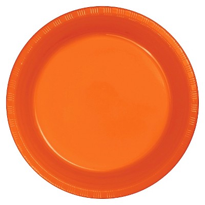 Sunkissed Orange Plastic 7" Dessert Plates - 20ct