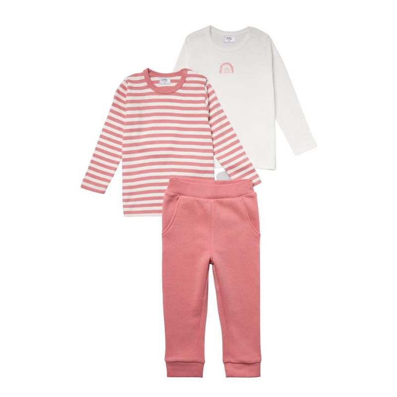 Stellou & Friends Cotton Pink and White 3 Piece Clothing Set for Newborns, Babies and Toddlers, 2 of 6