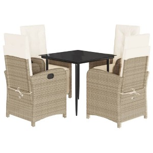 vidaXL Garden Dining Set Beige, Black, Cream White - 1 of 4