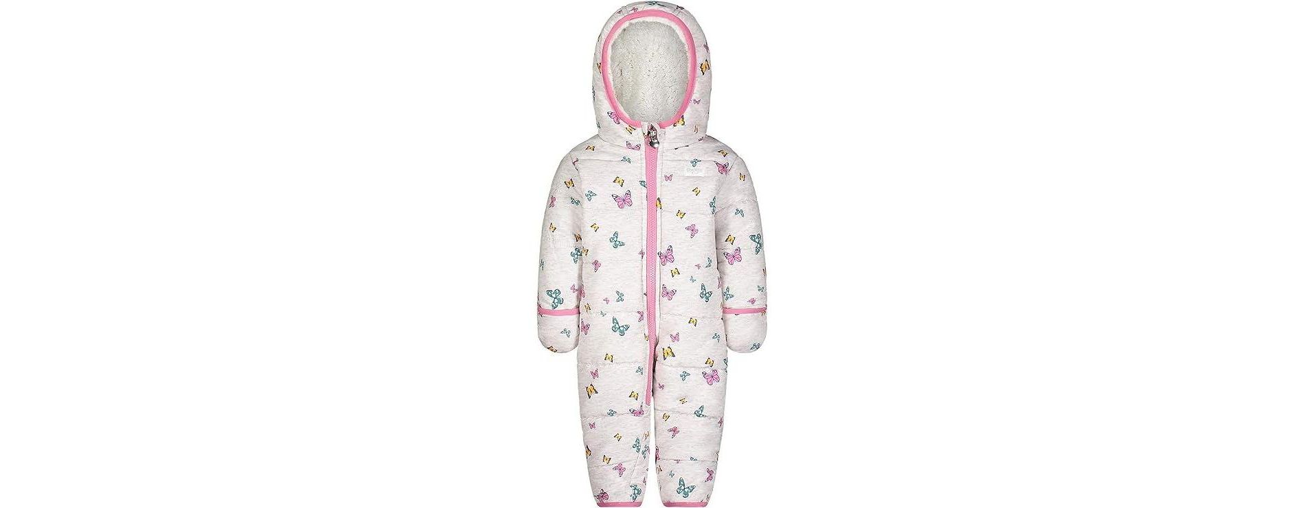 OshKosh B'Gosh Baby Girls Cozy Lining One Piece Pram Suit, White/Butterflies, 6/9 Months