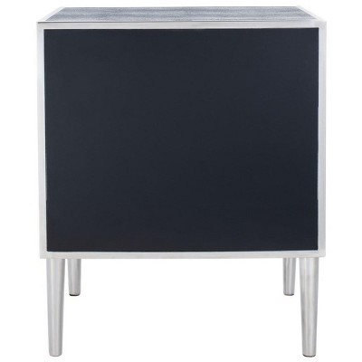 Tammy Transitional Black Faux Shagreen Silver Accent Nightstand