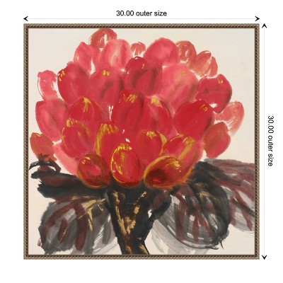 Bronze Framed Red Floral Canvas Wall Art, 30 x 30