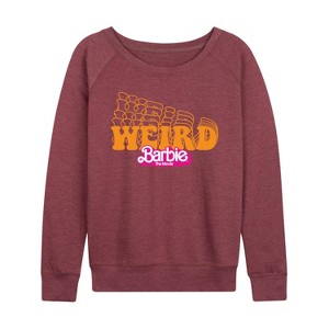Women's - Barbie - Stacked Weird Barbie Lightweight French Terry Wide Neck Long Sleeve Shirt - 1 of 4