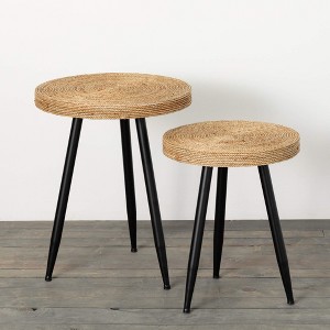 Sullivans 23.75" & 20" Wood & Seagrass Table Set of 2 - 1 of 4