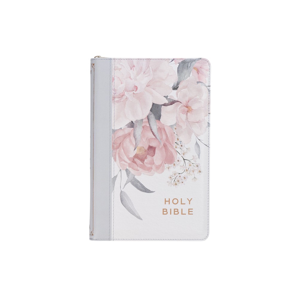 KJV Bible Deluxe Gift (Faux Leather, Floral Printed W/Zipper) - (Leather Bound)