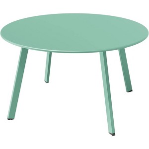 DOMETOUR 27.5 Inch Round Coffee Table Patio Side Table, Weather Resistant Outdoor Large Side Table - 1 of 4