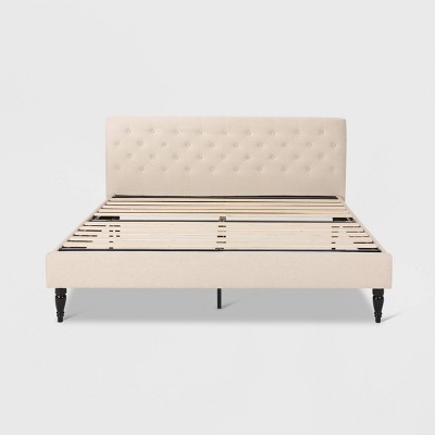 Christopher Knight Home King Atterbury Contemporary Low Profile Platform Bed Beige: Elegant Design, Foam Padding, Pine & MDF Frame