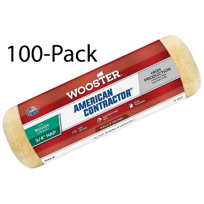 Wooster Genuine 9" American Contractor 3/4" Nap Roller Cover 100-Pack # R364-9-100PK