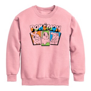 Boys' - Pokémon - Chikorita Tepig Totodile Boxes Graphic Long Sleeve Fleece Sweatshirt - 1 of 3