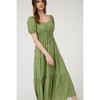 August Sky Women's V-Neck Mock Waist Ties Tiered Midi Dress - 4 of 4