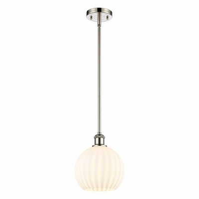 White Venetian - 1 Light Stem Hung Mini Pendant In Modern Style-10 Inches Tall and 8 Inches Wide