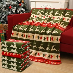Lomsoe Christmas Blanket Red Reindeer Flannel Throw Warm Blanket for Couch Bedroom Bed Sofa Office Winter Travel. - 1 of 4