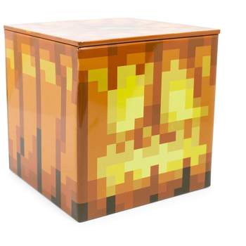 Ukonic Minecraft Jack O'Lantern Tin Storage Box Cube Organizer with Lid | 4 Inches