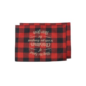Unique Bargains Christmas Place Mats Flax Red Black Khaki 13"x17.7" 2 Pcs - 1 of 4