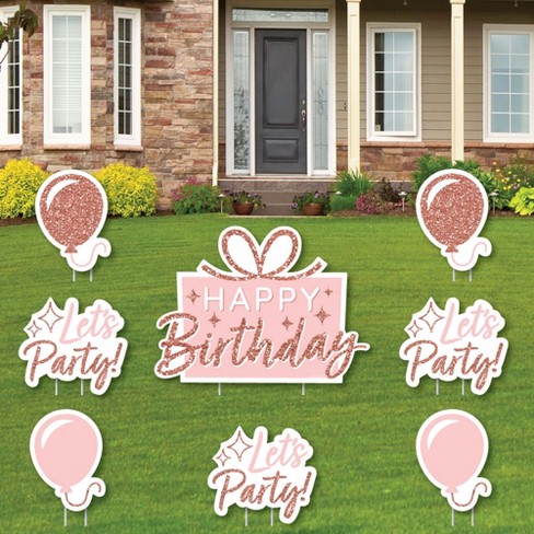 Happy Birthday Balloon Yard Sign Big Dot Of Happiness Pink Rose Gold Birthday - Yard Sign And Outdoor Lawn  Decorations - Happy Birthday Party Yard Signs - Set Of 8 : Target