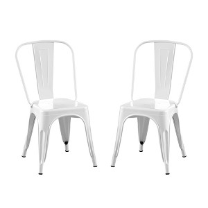 IHOMEADORE 18Inch High Gloss White Industrial Metal Dining Chairs set of 2 - 1 of 4