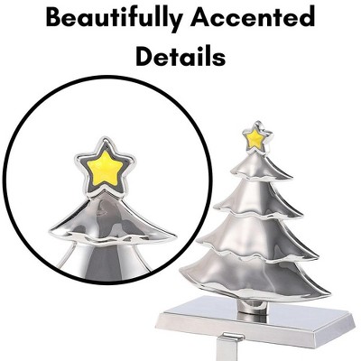 Silver Metal Christmas Stocking Holders Set of 4