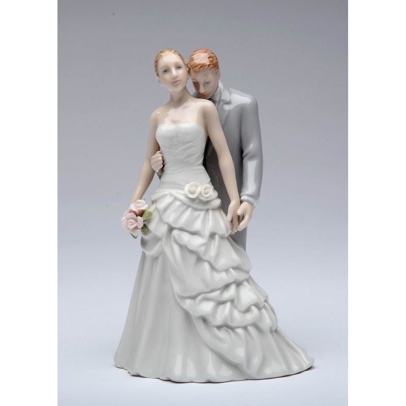 Kevins Gift Shoppe Hand Crafted Ceramic Groom Kissing Bride Wedding Figurine, 1 of 4