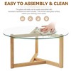 TIRAMISUBEST Round Glass Coffee Table Modern Cocktail Table Easy Assembly with Tempered Glass Top & Sturdy Wood Base for Living Room - 4 of 4