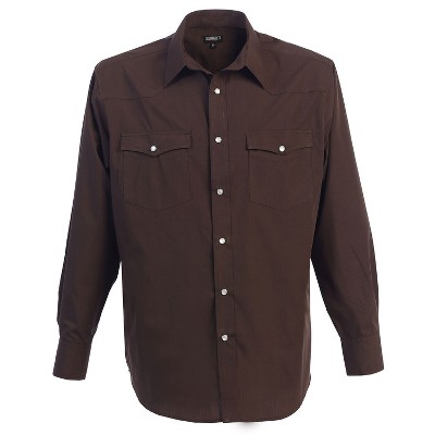 Gioberti Men's Solid Long Sleeve Western Shirt with Pearl Snap-on Buttons