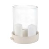 Pillar Candle Holder - Pottery & Glass Hurricane Lantern - Casual Home Decor for Living Room, Bedroom, Office - Modern Minimalist Accent - 13" White - 2 of 4