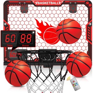 Mini Basketball Hoop Over Door Indoor Play Set for Kids Ages 6-12 Boys Gift - 1 of 4