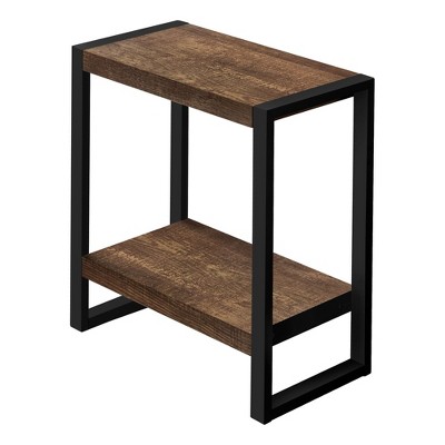 Accent Table Side End Nightstand Lamp Living Room Bedroom Brown Laminate Black Metal Industrial