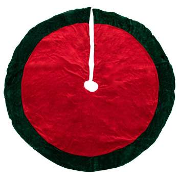 Northlight 60" Red Traditional Christmas Tree Skirt with Green Border Trim