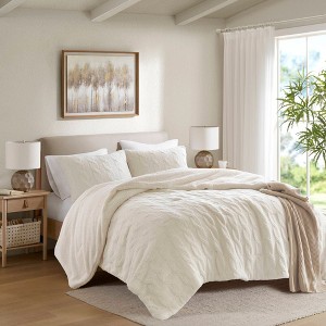 Okak All Size 3-Piece Thickened Knit Chenille Bed Comforter Set with Pillow Shams,Comfortable Lambswool Quilt Bedding Sets,Machine Washable - 1 of 4