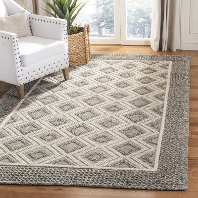Grey and Ivory Hand-Knotted Wool 8' x 10' Area Rug