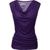 Zeagoo Womens Ruched Cowl Neck Tank Top Shirt Stretch Blouse with Side Shirring - 2 of 4