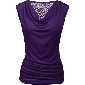 Zeagoo Womens Ruched Cowl Neck Tank Top Shirt Stretch Blouse with Side Shirring - 1 of 4