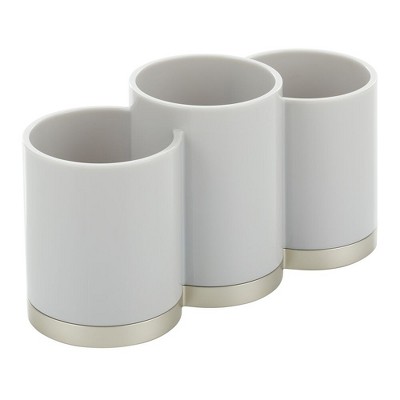 mDesign Plastic Makeup Organizer Cup with 3 Sections