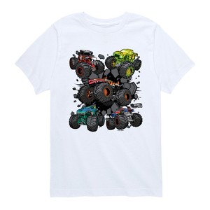 Boys' - Hot Wheels - Monster Truck Grids Short Sleeve Graphic T-Shirt - 1 of 4