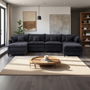 131.89" Chenille U-Shaped Modular Sectional Sofa, 6-Piece Set - 1 of 4