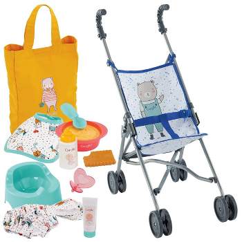 Corolle Umbrella Doll Stroller & 12" Baby Doll Nursery Set - Neutral Colors