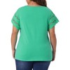 Agnes Orinda Women's Plus Size Round Neck Hollow Lace Panel Short Sleeve Casual Summer Blouses - 4 of 4