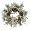 Christmas Wreath for Front Door, 20" Xmas Door Decorations with Warm LED Lights, Pine Cones Christmas Door Wreath - 2 of 4