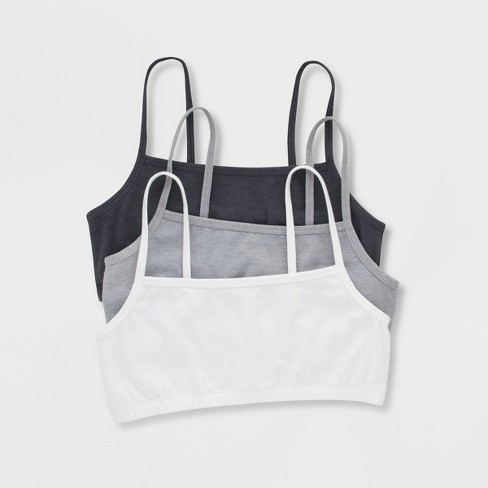 Hanes Bralette 3-Pack Women's Bra Cotton Scoopneck Crop Sports Low Impact  HFA002