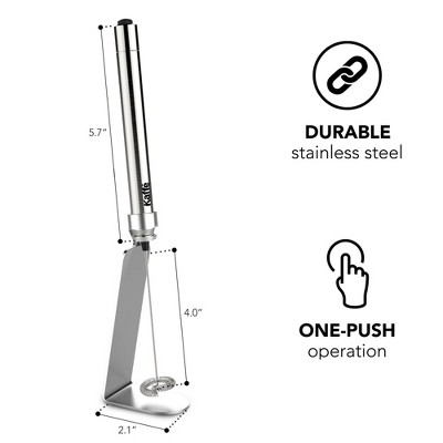 Stainless Steel Handheld Milk Frother with Stand, Light Silver