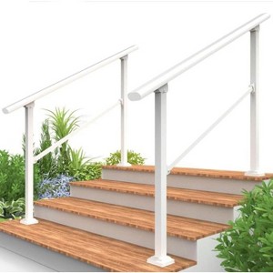 Metal Handrails for Outdoor Steps, Heavy-Duty Stair Railing for 1 to 5 Steps, Handrailing for Enhanced Safety & Stability - 1 of 4