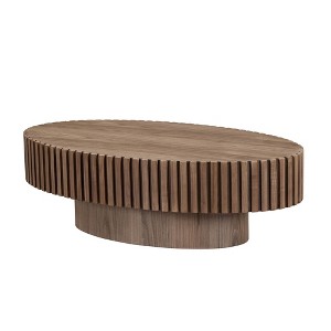 Dexmalle Modern Handcraft Drum Coffee Table with Sturdy Pedestal - 1 of 4