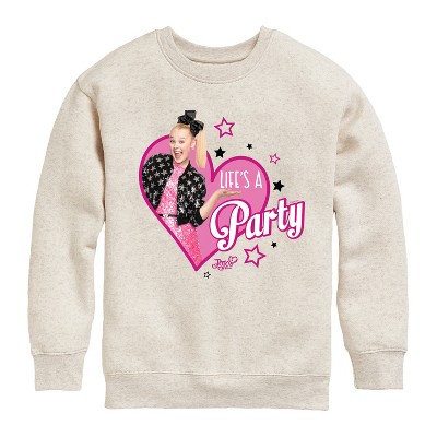 JoJo Siwa Life's a Party Graphic Long Sleeve Fleece Sweatshirt - Natural - 4T