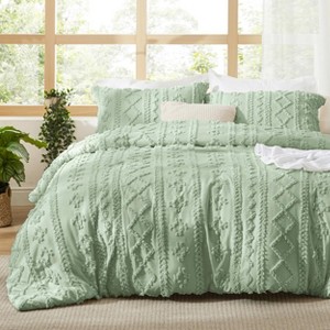 2-3 Pcs Tufted Boho Comforter Set Bed Set GentleSoft Farmhouse Shabby Chic Embroidery Bedding - 1 of 4