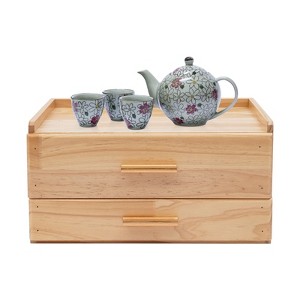 YIYIBYUS Desktop Organizer with 2 Drawers, Wood Tea Bag Organizer with Drawer, Storage Box, Wood Color - 1 of 4