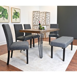 6-Piece Dining Set with 4 Chairs and Upholstered Bench - 1 of 4
