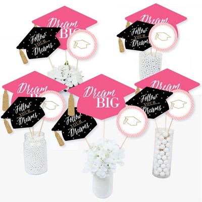 Big Dot of Happiness Dream Big - Graduation Party Centerpiece Sticks - Table Toppers - Set of 15